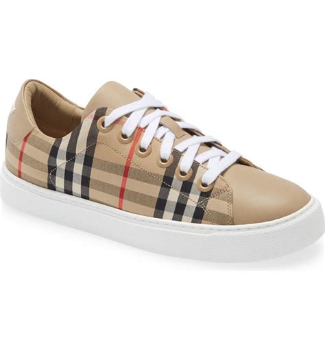 burberry check print leather sneakers|Burberry vintage check low top.